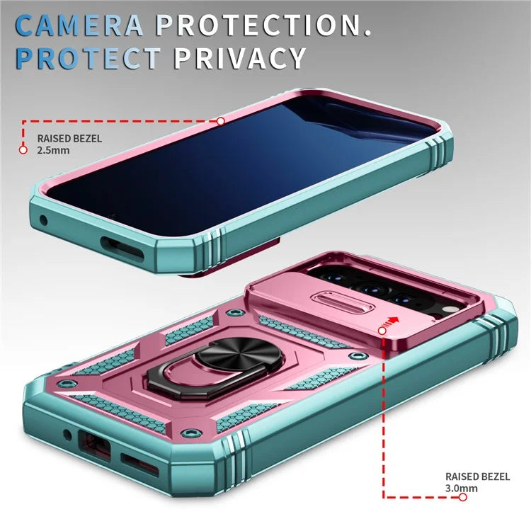 For Google Pixel 9 Pro XL Case Slide Lens Cover Kickstand TPU+PC Phone Protector