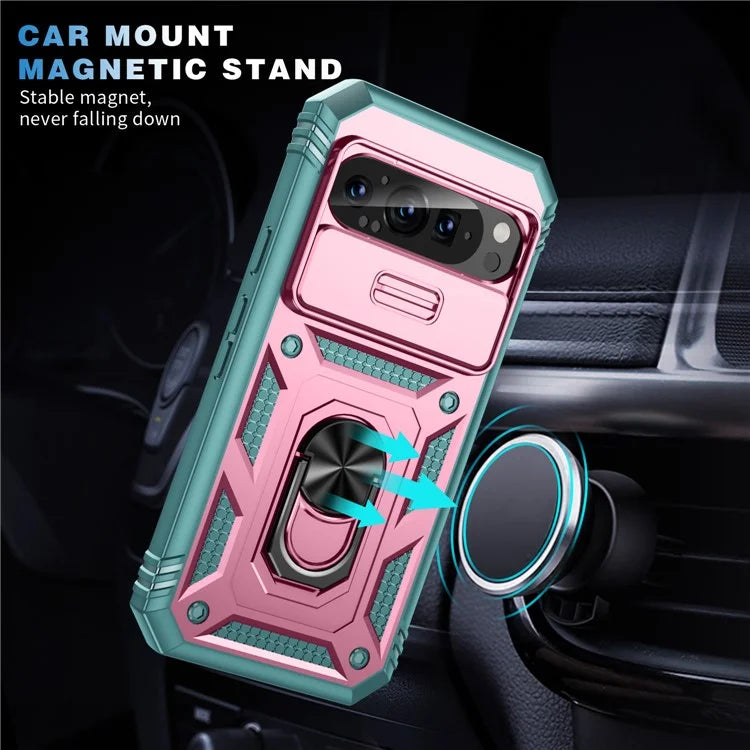 For Google Pixel 9 Pro XL Case Slide Lens Cover Kickstand TPU+PC Phone Protector