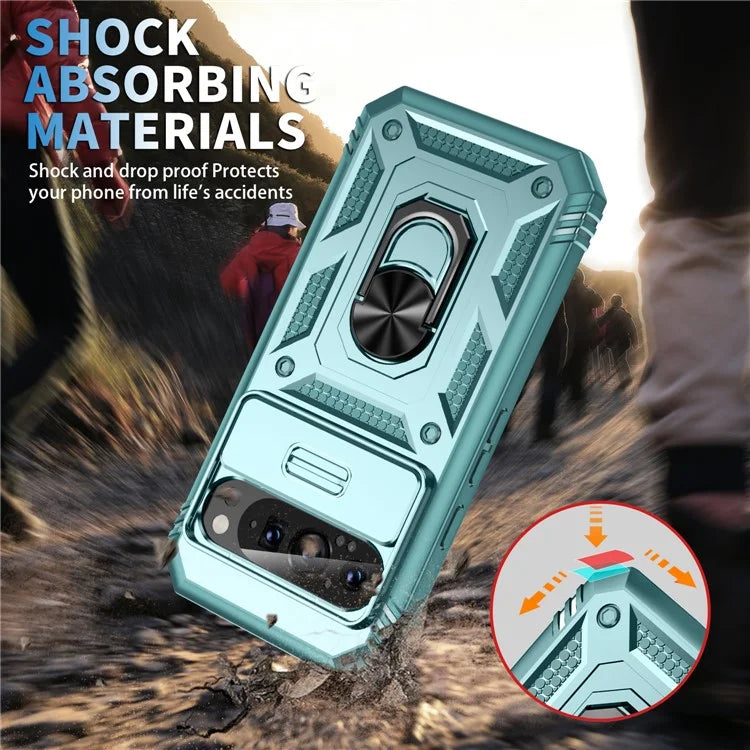 For Google Pixel 9 Pro XL Case Slide Lens Cover Kickstand TPU+PC Phone Protector