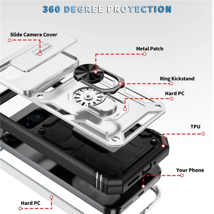 For Google Pixel 9 / Pixel 9 Pro Case Camshield Rotary Kickstand TPU+PC Phone Cover