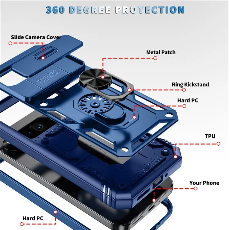 For Google Pixel 9 / Pixel 9 Pro Case Camshield Rotary Kickstand TPU+PC Phone Cover