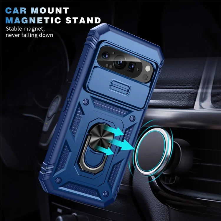 For Google Pixel 9 / Pixel 9 Pro Case Camshield Rotary Kickstand TPU+PC Phone Cover
