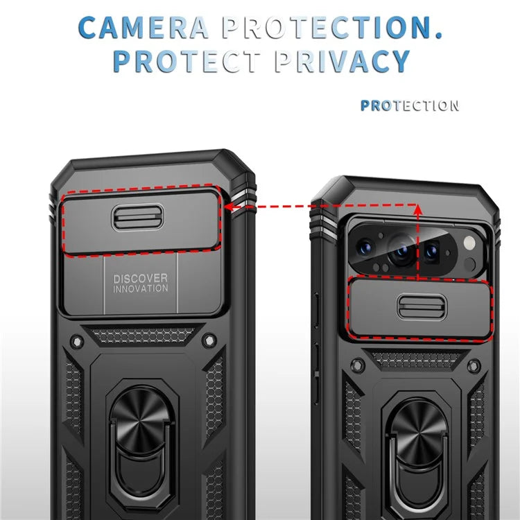 For Google Pixel 9 / Pixel 9 Pro Case Camshield Rotary Kickstand TPU+PC Phone Cover