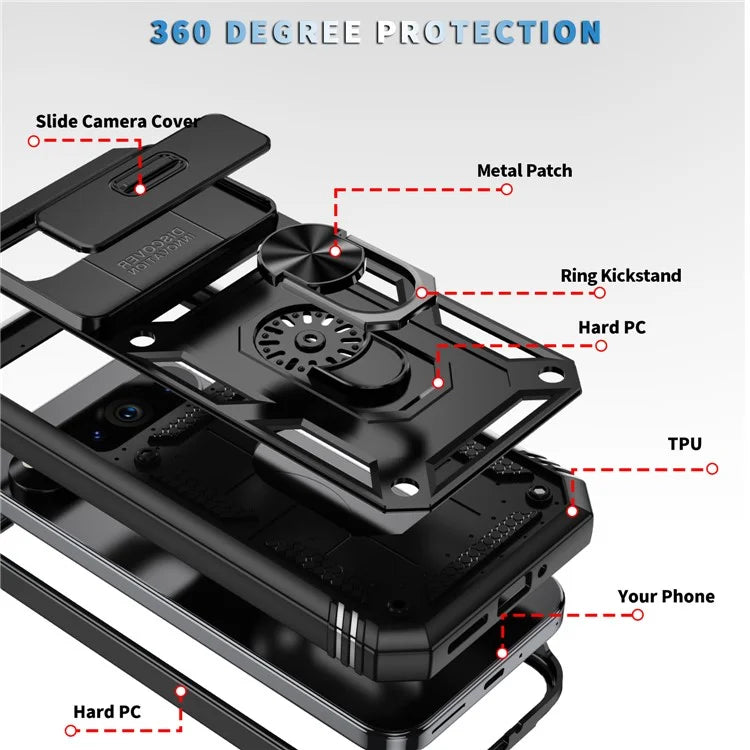 For Google Pixel 9 / Pixel 9 Pro Case Camshield Rotary Kickstand TPU+PC Phone Cover