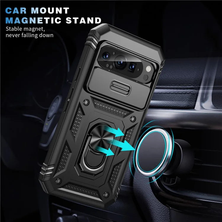For Google Pixel 9 / Pixel 9 Pro Case Camshield Rotary Kickstand TPU+PC Phone Cover
