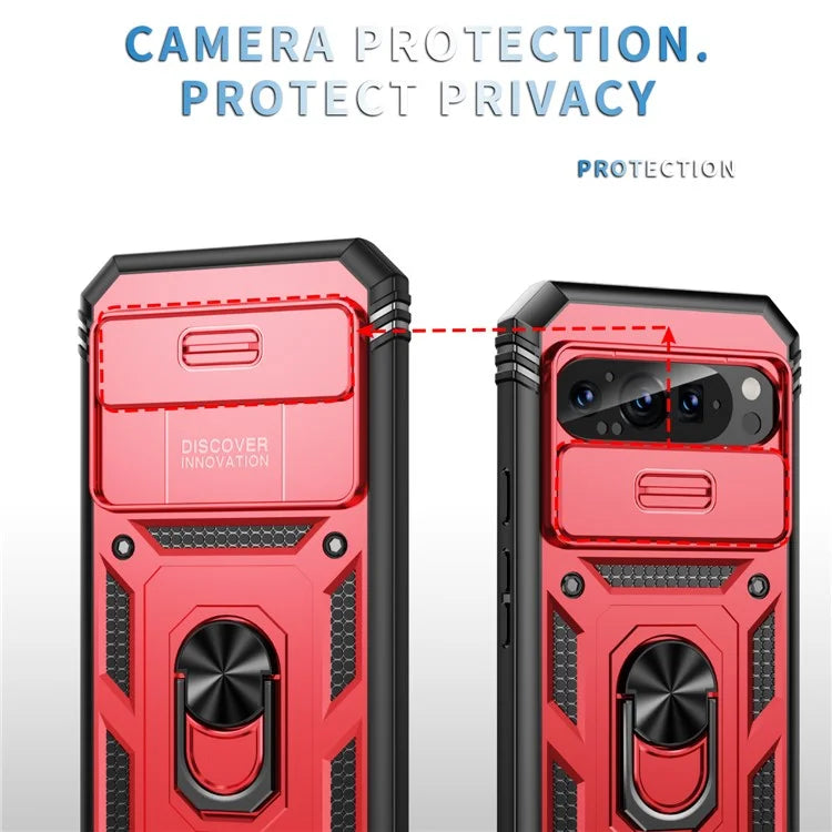 For Google Pixel 9 / Pixel 9 Pro Case Camshield Rotary Kickstand TPU+PC Phone Cover