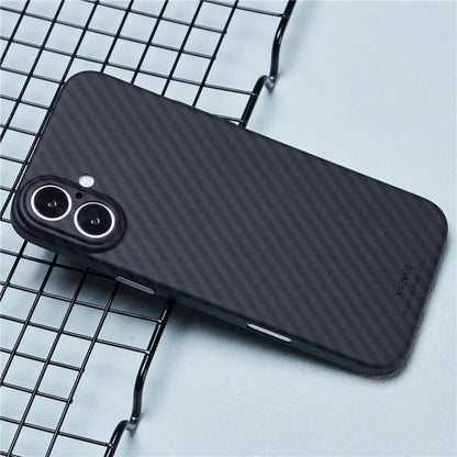 X-LEVEL For iPhone 16 Case Camera Protection Hard PC Phone Cover Carbon Fiber Texture