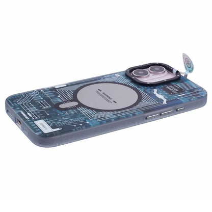 YOUNGKIT Technology Series for iPhone 16 Plus Case Compatible with MagSafe Circuit Design PC+TPU Matte Phone Cover