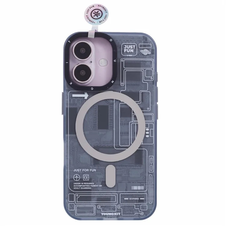 YOUNGKIT Technology Series for iPhone 16 Plus Case Compatible with MagSafe Circuit Design PC+TPU Matte Phone Cover