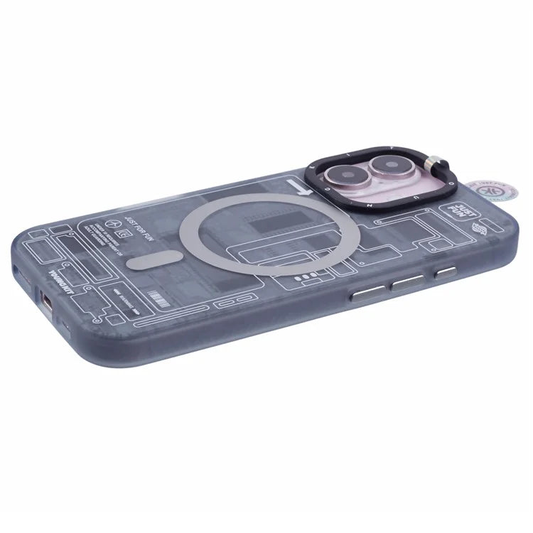 YOUNGKIT Technology Series for iPhone 16 Plus Case Compatible with MagSafe Circuit Design PC+TPU Matte Phone Cover