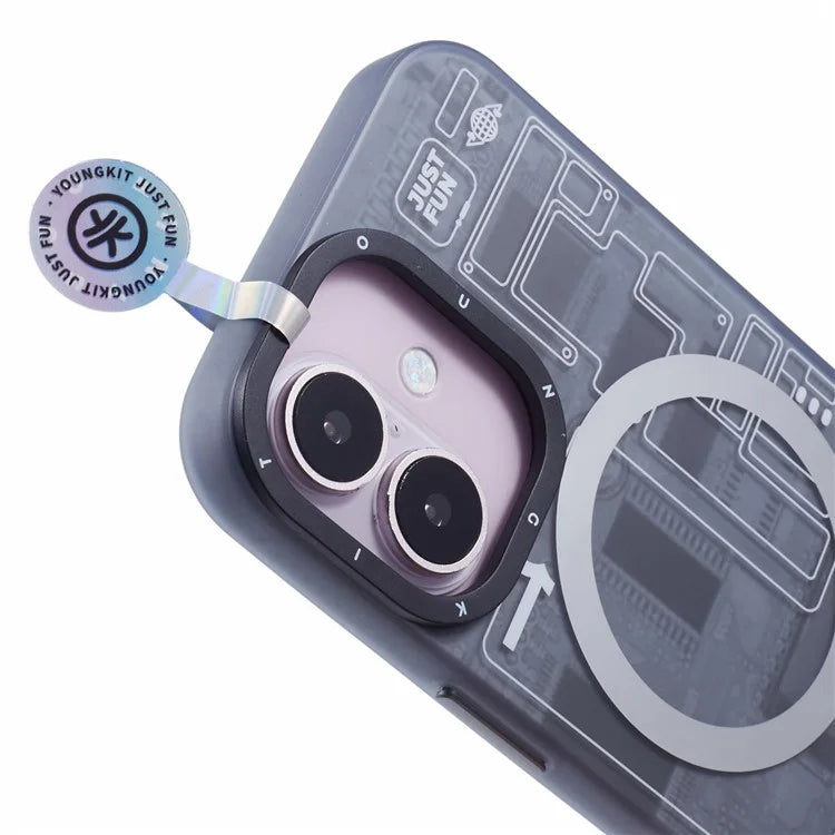 YOUNGKIT Technology Series for iPhone 16 Plus Case Compatible with MagSafe Circuit Design PC+TPU Matte Phone Cover