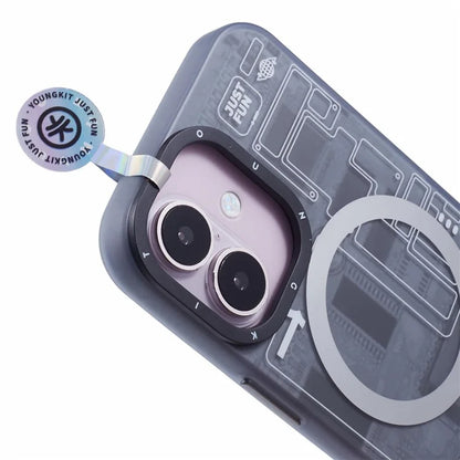 YOUNGKIT Technology Series for iPhone 16 Plus Case Compatible with MagSafe Circuit Design PC+TPU Matte Phone Cover