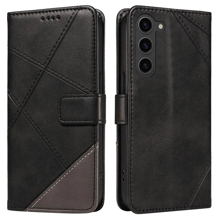 For Samsung Galaxy S23 Case Geometric Line Leather Phone Cover Card Holder Magnetic Clasp