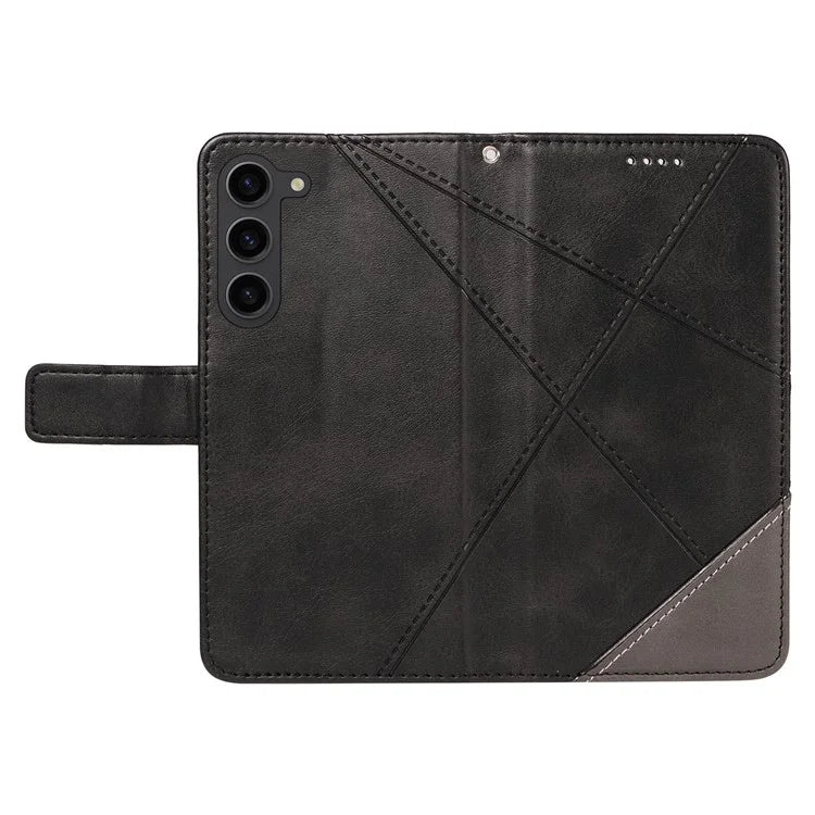For Samsung Galaxy S23 Case Geometric Line Leather Phone Cover Card Holder Magnetic Clasp