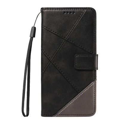 For Samsung Galaxy S23 Case Geometric Line Leather Phone Cover Card Holder Magnetic Clasp