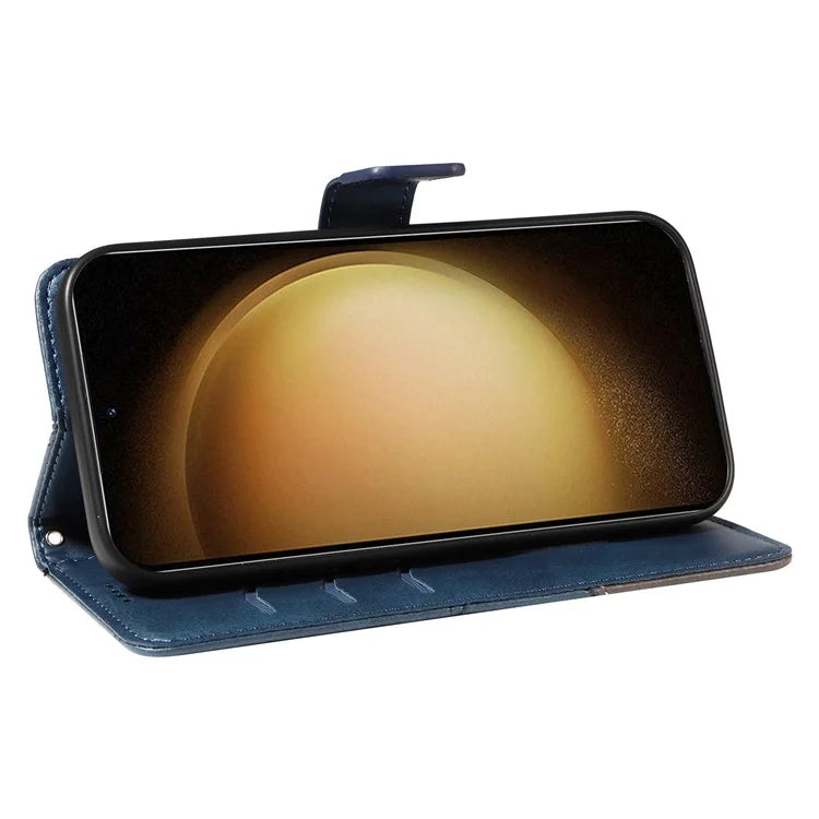 For Samsung Galaxy S23 Case Geometric Line Leather Phone Cover Card Holder Magnetic Clasp