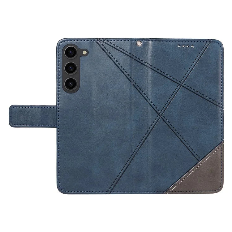 For Samsung Galaxy S23 Case Geometric Line Leather Phone Cover Card Holder Magnetic Clasp