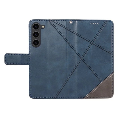 For Samsung Galaxy S23 Case Geometric Line Leather Phone Cover Card Holder Magnetic Clasp