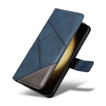 For Samsung Galaxy S23 Case Geometric Line Leather Phone Cover Card Holder Magnetic Clasp