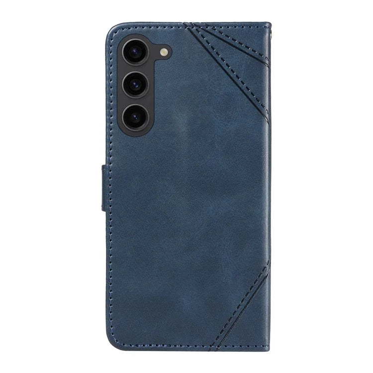 For Samsung Galaxy S23 Case Geometric Line Leather Phone Cover Card Holder Magnetic Clasp