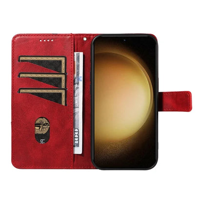 For Samsung Galaxy S23 Case Geometric Line Leather Phone Cover Card Holder Magnetic Clasp