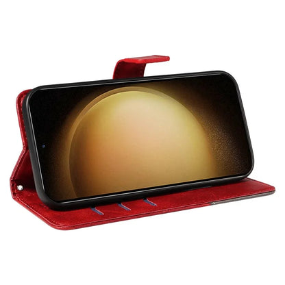 For Samsung Galaxy S23 Case Geometric Line Leather Phone Cover Card Holder Magnetic Clasp