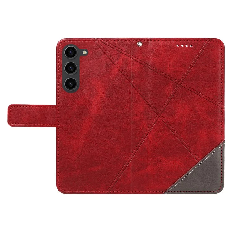 For Samsung Galaxy S23 Case Geometric Line Leather Phone Cover Card Holder Magnetic Clasp