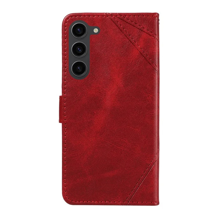For Samsung Galaxy S23 Case Geometric Line Leather Phone Cover Card Holder Magnetic Clasp