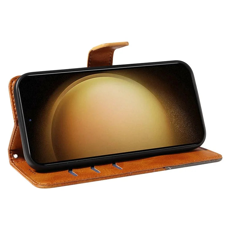 For Samsung Galaxy S23 Case Geometric Line Leather Phone Cover Card Holder Magnetic Clasp