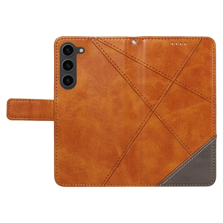 For Samsung Galaxy S23 Case Geometric Line Leather Phone Cover Card Holder Magnetic Clasp