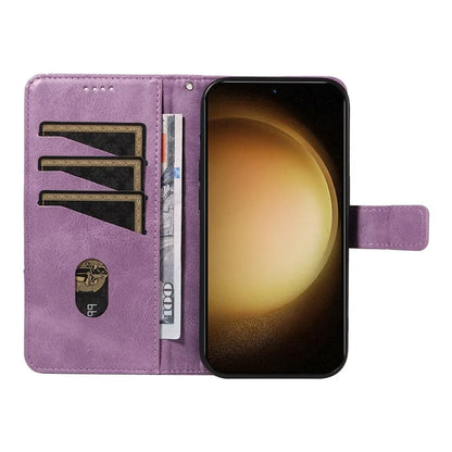 For Samsung Galaxy S23 Case Geometric Line Leather Phone Cover Card Holder Magnetic Clasp
