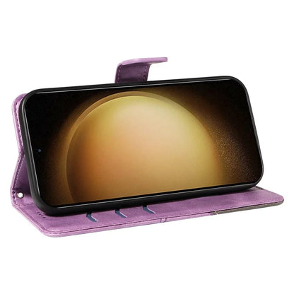 For Samsung Galaxy S23 Case Geometric Line Leather Phone Cover Card Holder Magnetic Clasp