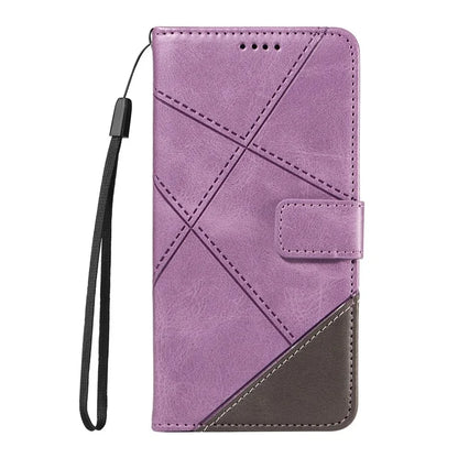 For Samsung Galaxy S23 Case Geometric Line Leather Phone Cover Card Holder Magnetic Clasp