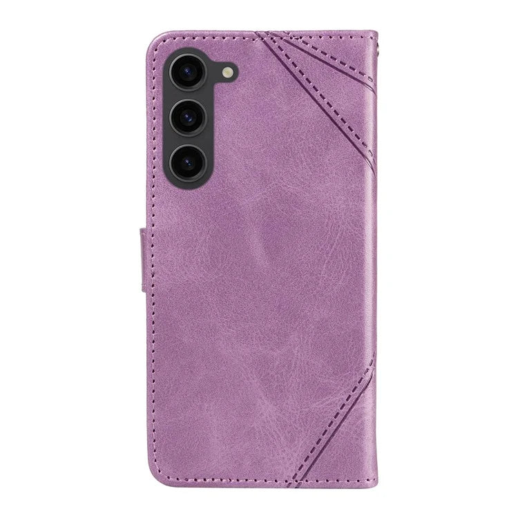 For Samsung Galaxy S23 Case Geometric Line Leather Phone Cover Card Holder Magnetic Clasp