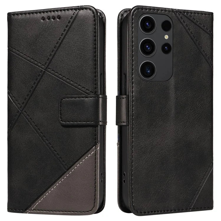 For Samsung Galaxy S23 Ultra Wallet Phone Case Geometric Line Leather Cover Protective Stand