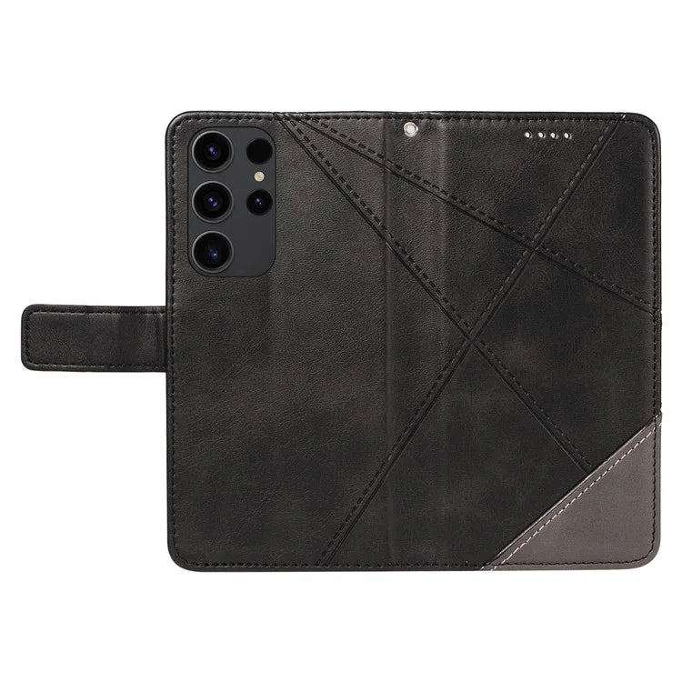 For Samsung Galaxy S23 Ultra Wallet Phone Case Geometric Line Leather Cover Protective Stand