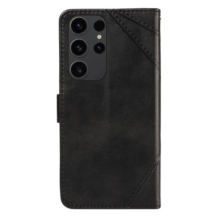 For Samsung Galaxy S23 Ultra Wallet Phone Case Geometric Line Leather Cover Protective Stand
