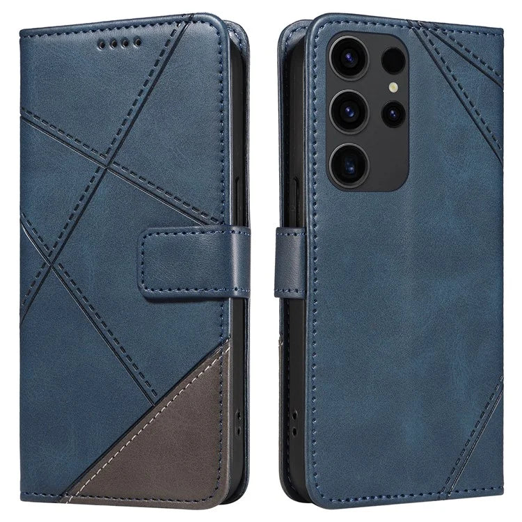 For Samsung Galaxy S23 Ultra Wallet Phone Case Geometric Line Leather Cover Protective Stand