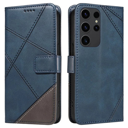 For Samsung Galaxy S23 Ultra Wallet Phone Case Geometric Line Leather Cover Protective Stand