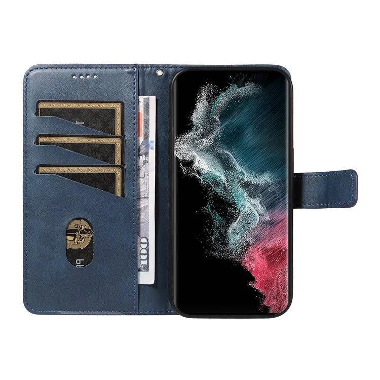 For Samsung Galaxy S23 Ultra Wallet Phone Case Geometric Line Leather Cover Protective Stand