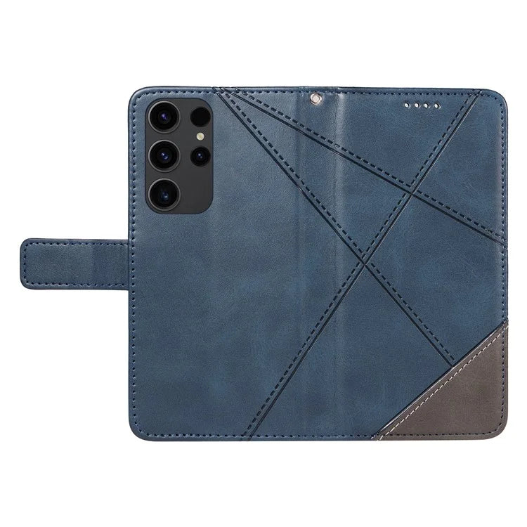 For Samsung Galaxy S23 Ultra Wallet Phone Case Geometric Line Leather Cover Protective Stand
