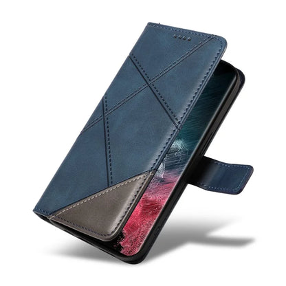 For Samsung Galaxy S23 Ultra Wallet Phone Case Geometric Line Leather Cover Protective Stand