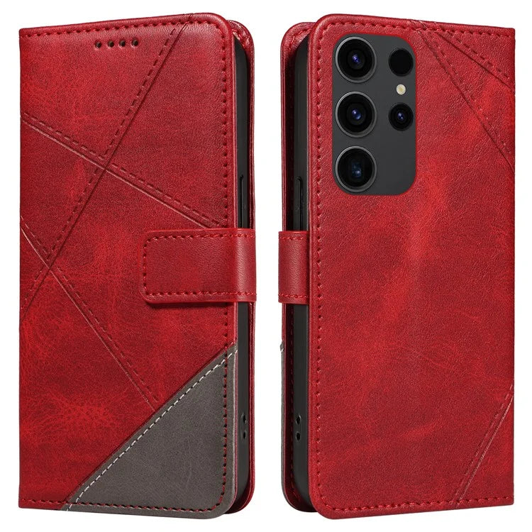 For Samsung Galaxy S23 Ultra Wallet Phone Case Geometric Line Leather Cover Protective Stand