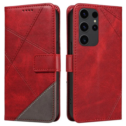 For Samsung Galaxy S23 Ultra Wallet Phone Case Geometric Line Leather Cover Protective Stand