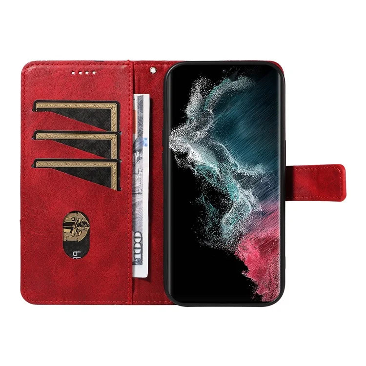 For Samsung Galaxy S23 Ultra Wallet Phone Case Geometric Line Leather Cover Protective Stand
