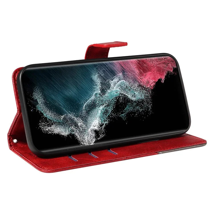 For Samsung Galaxy S23 Ultra Wallet Phone Case Geometric Line Leather Cover Protective Stand