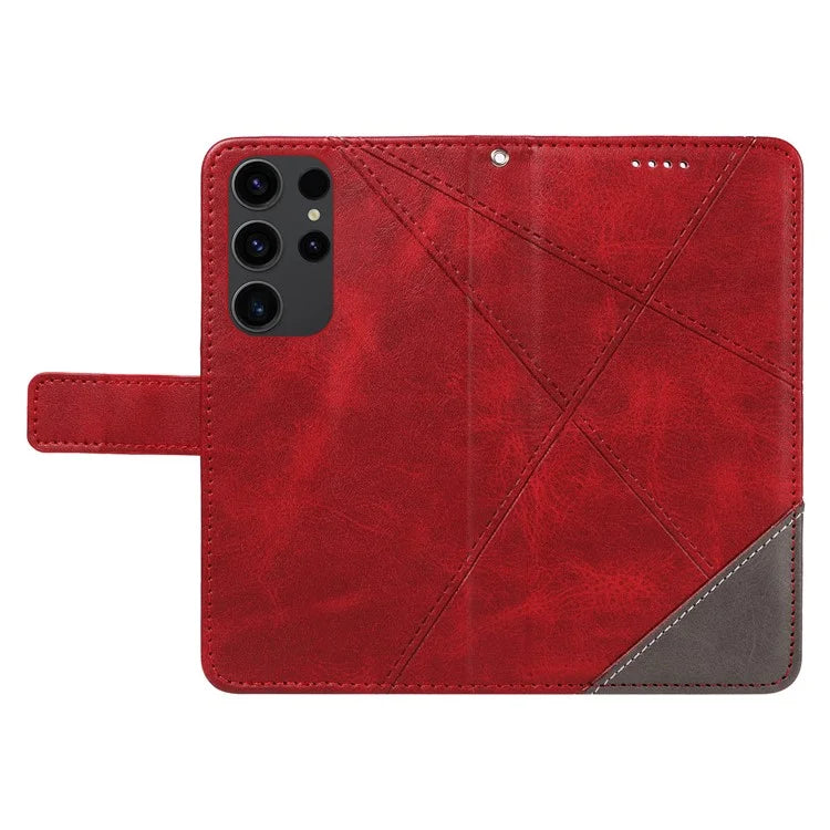 For Samsung Galaxy S23 Ultra Wallet Phone Case Geometric Line Leather Cover Protective Stand