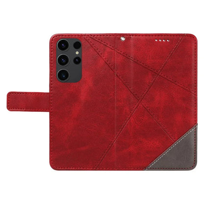 For Samsung Galaxy S23 Ultra Wallet Phone Case Geometric Line Leather Cover Protective Stand