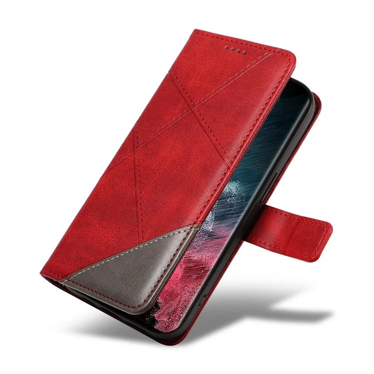 For Samsung Galaxy S23 Ultra Wallet Phone Case Geometric Line Leather Cover Protective Stand