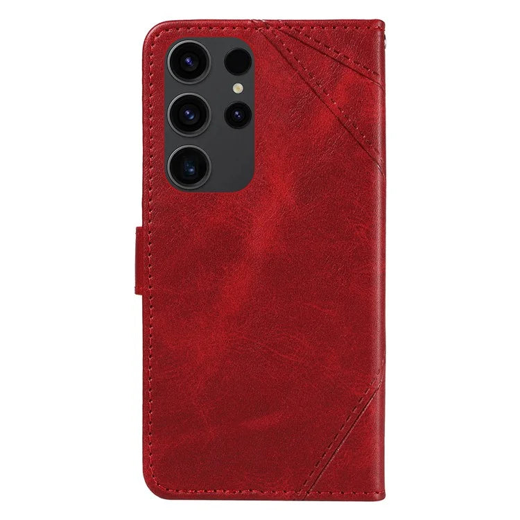 For Samsung Galaxy S23 Ultra Wallet Phone Case Geometric Line Leather Cover Protective Stand